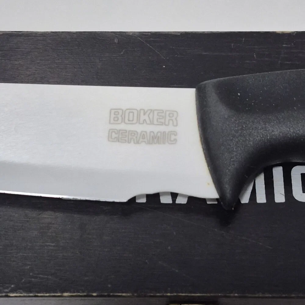 Boker Ceramic Santoku Knife 5” White Blade, Delrin Handle
